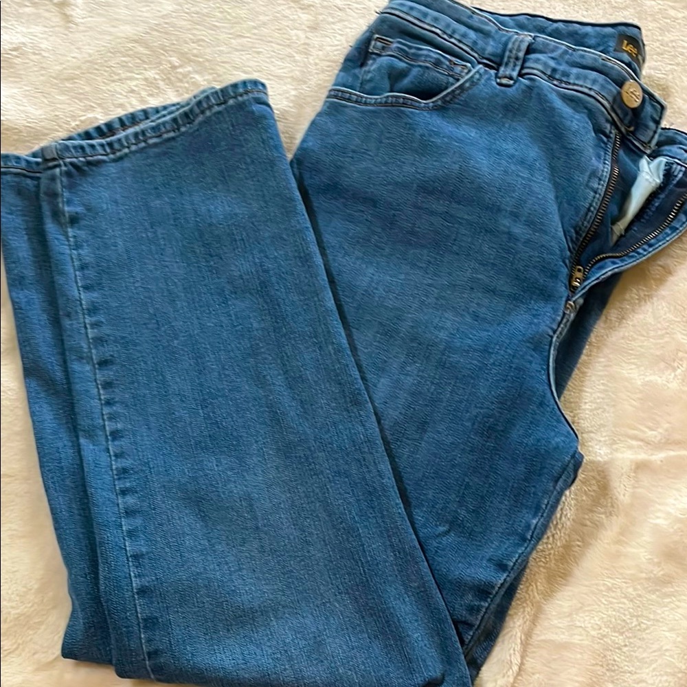 Lee Relaxed Fit Straight Leg High Rise Classic Blue Women's Jeans size 12p